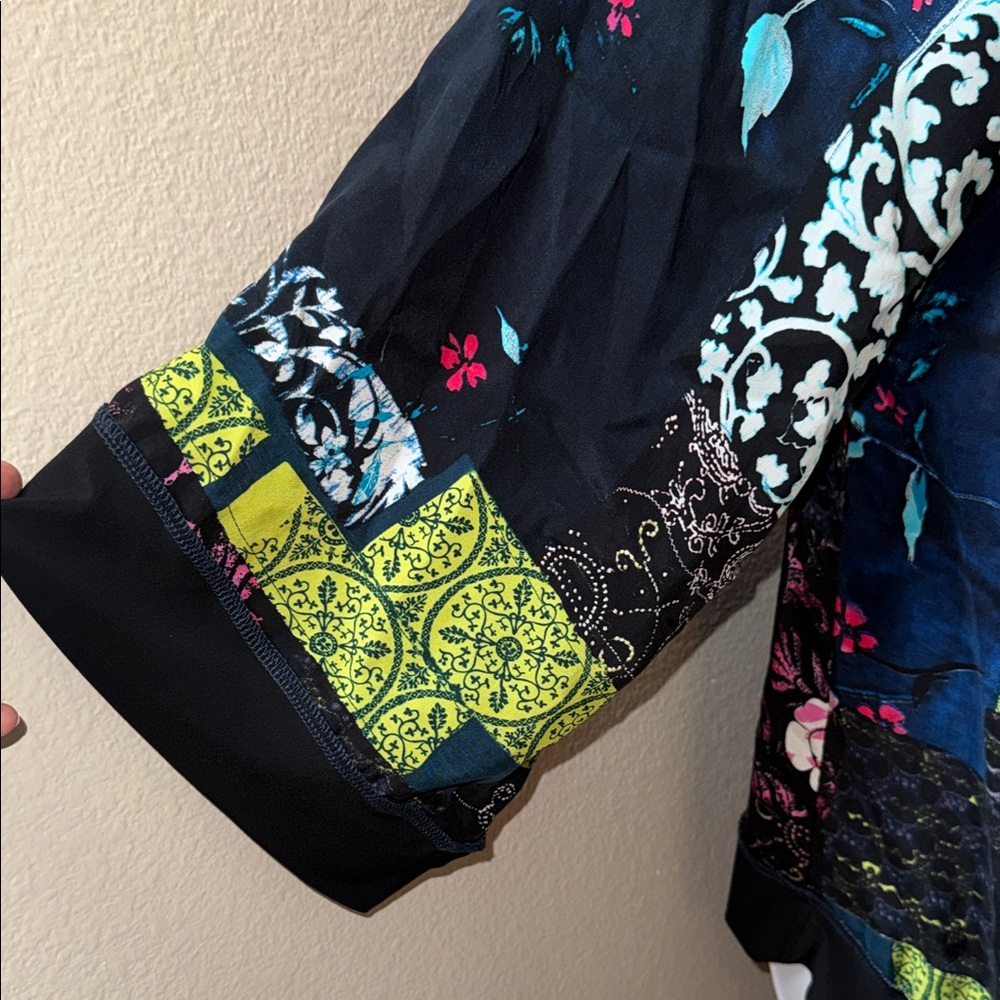 Joseph Ribkoff Multicolor Patchwork Kimono Open C… - image 3